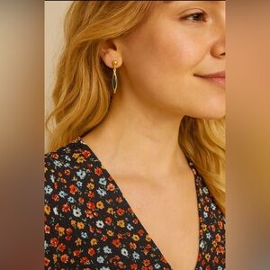 Blue Enamel drop design, gold tone finish, for pierced ears 💙💛